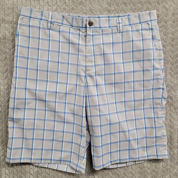 Adidas Golf Mens Plaid Flat Front Walking Shorts Size 38 (Chrome/Prime Blue) $60 - Picture 1 of 11